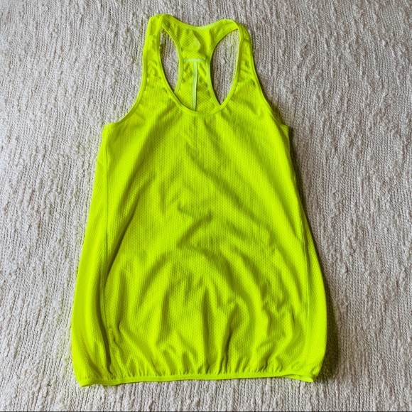H&M Sport Neon Yellow Printed Racer Back Mesh Tank w Elastic Bottom Size XS - Picture 5 of 5
